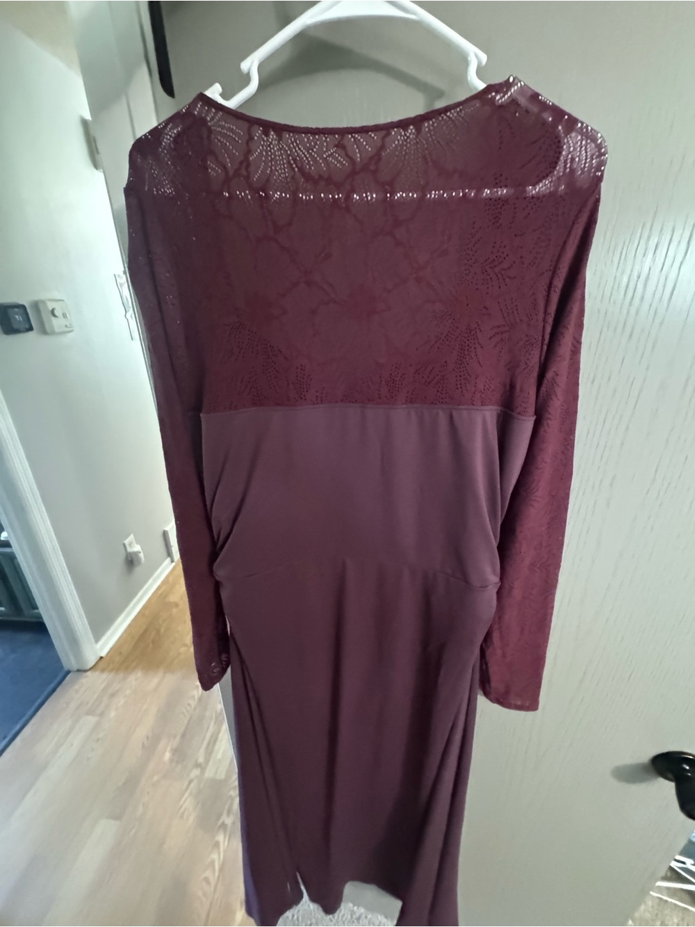 HALARA Plum Long-Sleeve Lace-Sleeve A-Line Dress - Picture 4 of 11